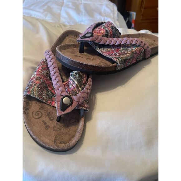 Muk Luks Womens Brown Memory Foam Slip-On Mule Beach Slider Summer Sandals Size - Picture 7 of 14